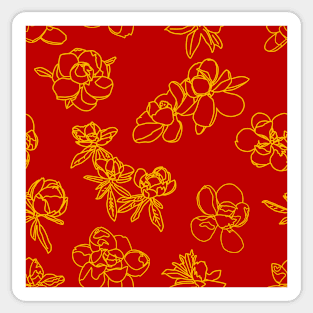 Magnolia Sketch Repeat Gold on Red 5748 Sticker